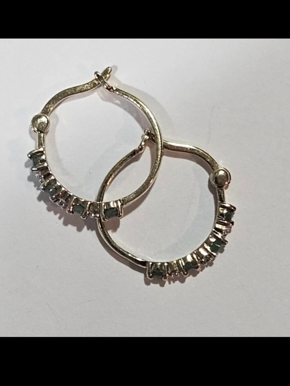 Vintage Jade and Diamond Hoop Earrings - Picture 3 of 10